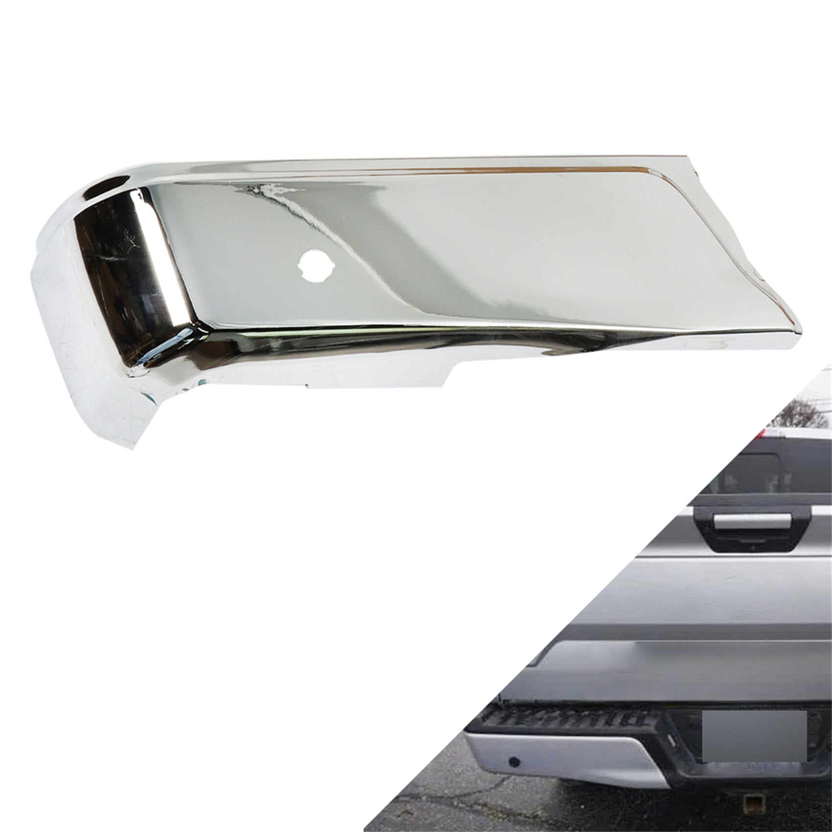 TOPPARTZ Chrome Left Side Rear Bumper End Cover with Park Assist Sensors Hole Replacement for 2015-2020 F150 FL3Z17906B