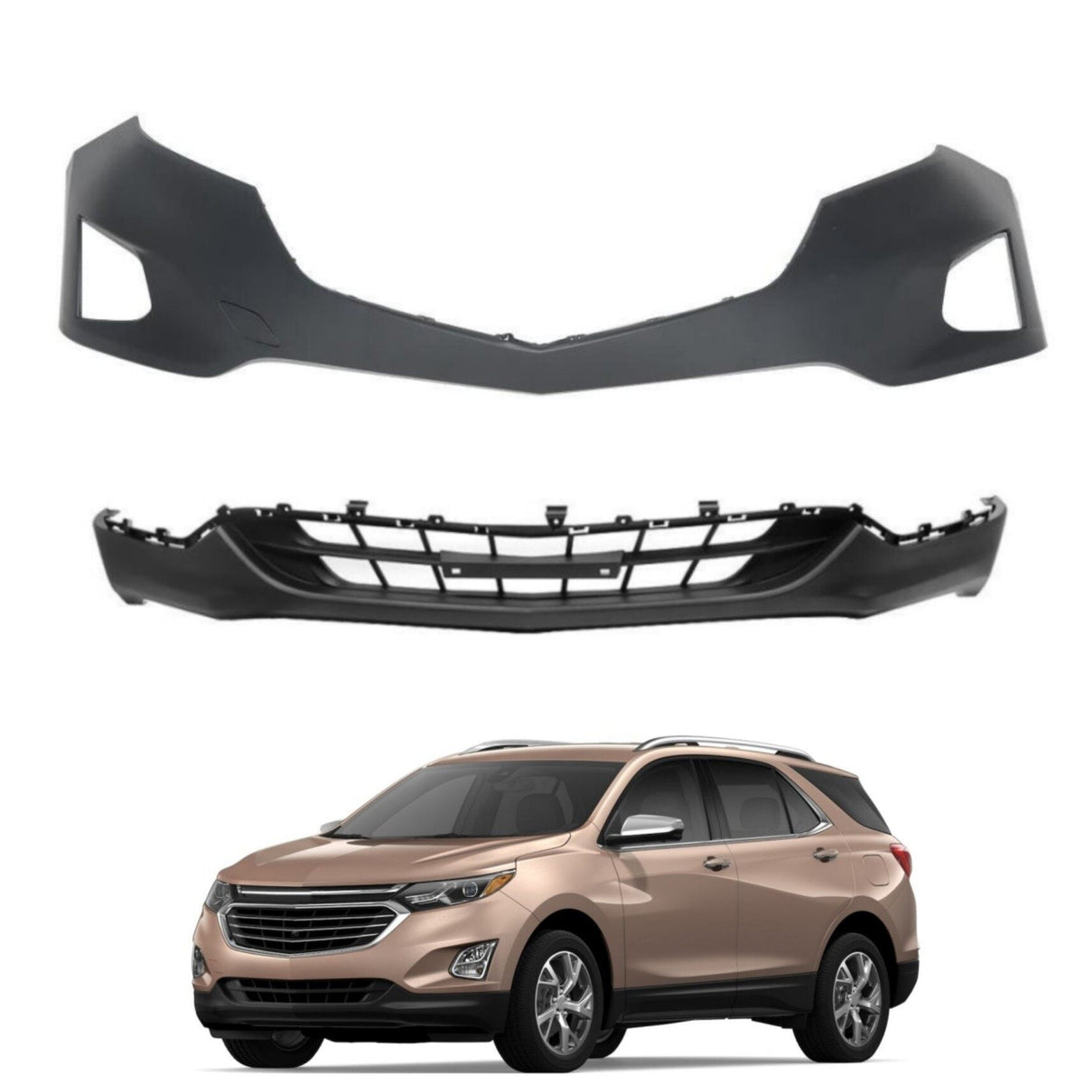 TOPPARTZ Primered Front Bumper Cover Integrated without License Plate Holes Replacement for 2018 2019 Equinox
