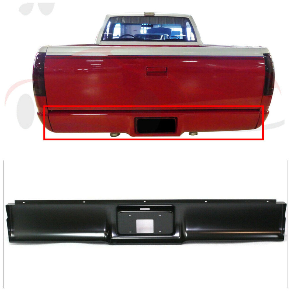 TOPPARTZ Rear Steel Bumper Roll Pan Fleetside W/License Light Replacement for 1988-2013 Silverado/Sierra Fleetside