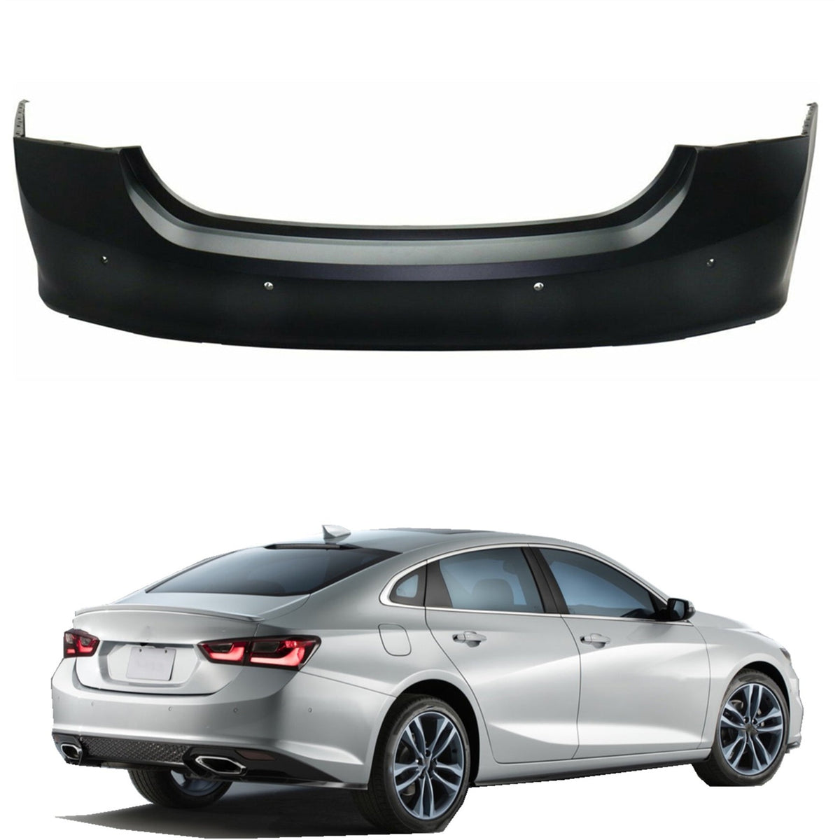 TOPPARTZ-parts Primered Rear Bumper Cover for 2016 2017 2018 Chevy Malibu with Park Assist