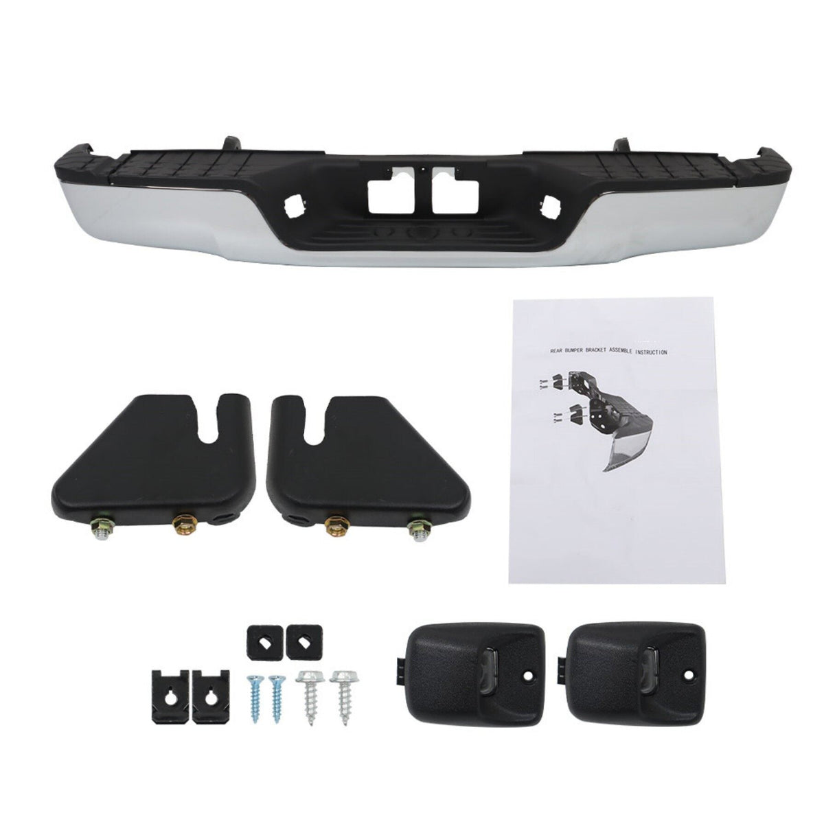 TOPPARTZ Chrome Rear Step Bumper Assembly Replacement for 2007-2013 Toyota Tundra without Parking Aid Sensor Holes TO1103117