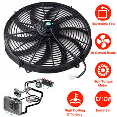 16' Electric Radiator Fan High 3000 CFM Thermostat Wiring Switch Relay Kit 12V