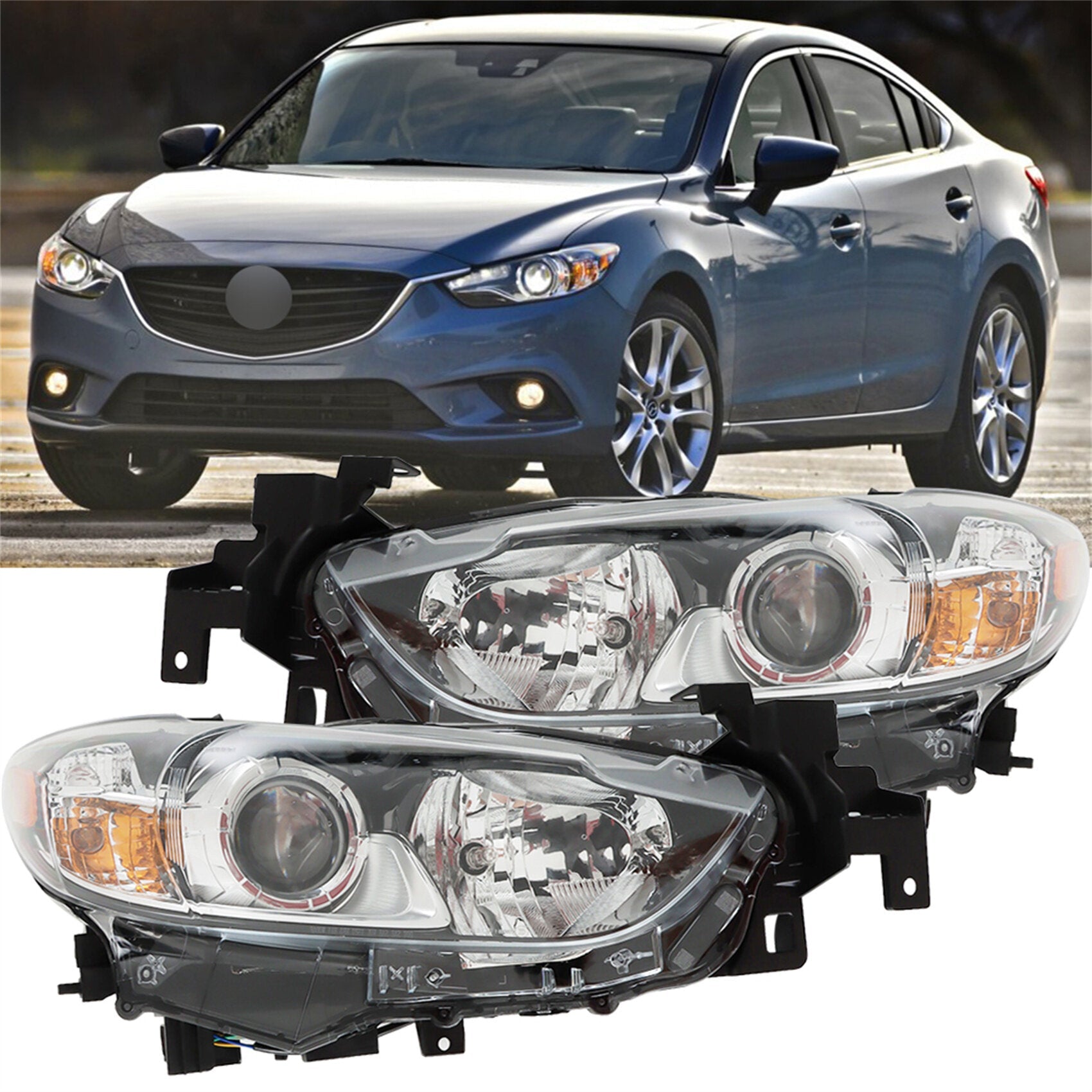 TOPPARTZ Headlight Assembly Replacement for Mazda 6 Halogen Projector Headlights 2014-2017 Set Driver ＆ Passenger Side MA2518160