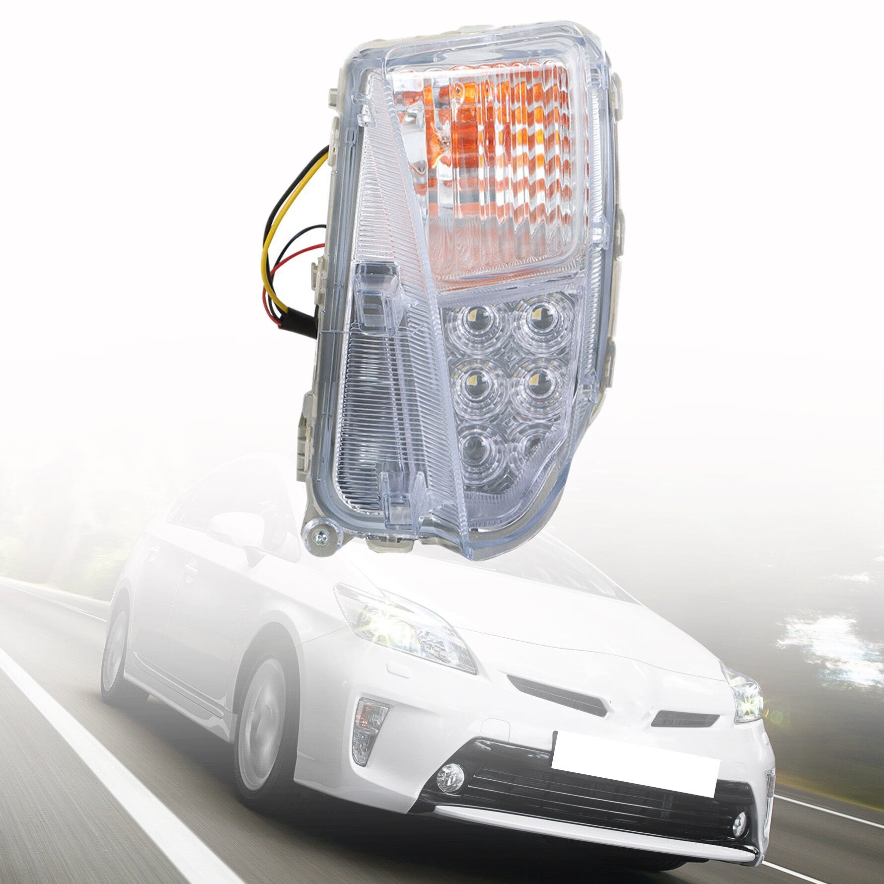 TOPPARTZ DRL LED Fog Lights Assembly 8152147060 Replacement for 2010-2015 Toyota Prius Clear Lens Left Side (Driver Side)