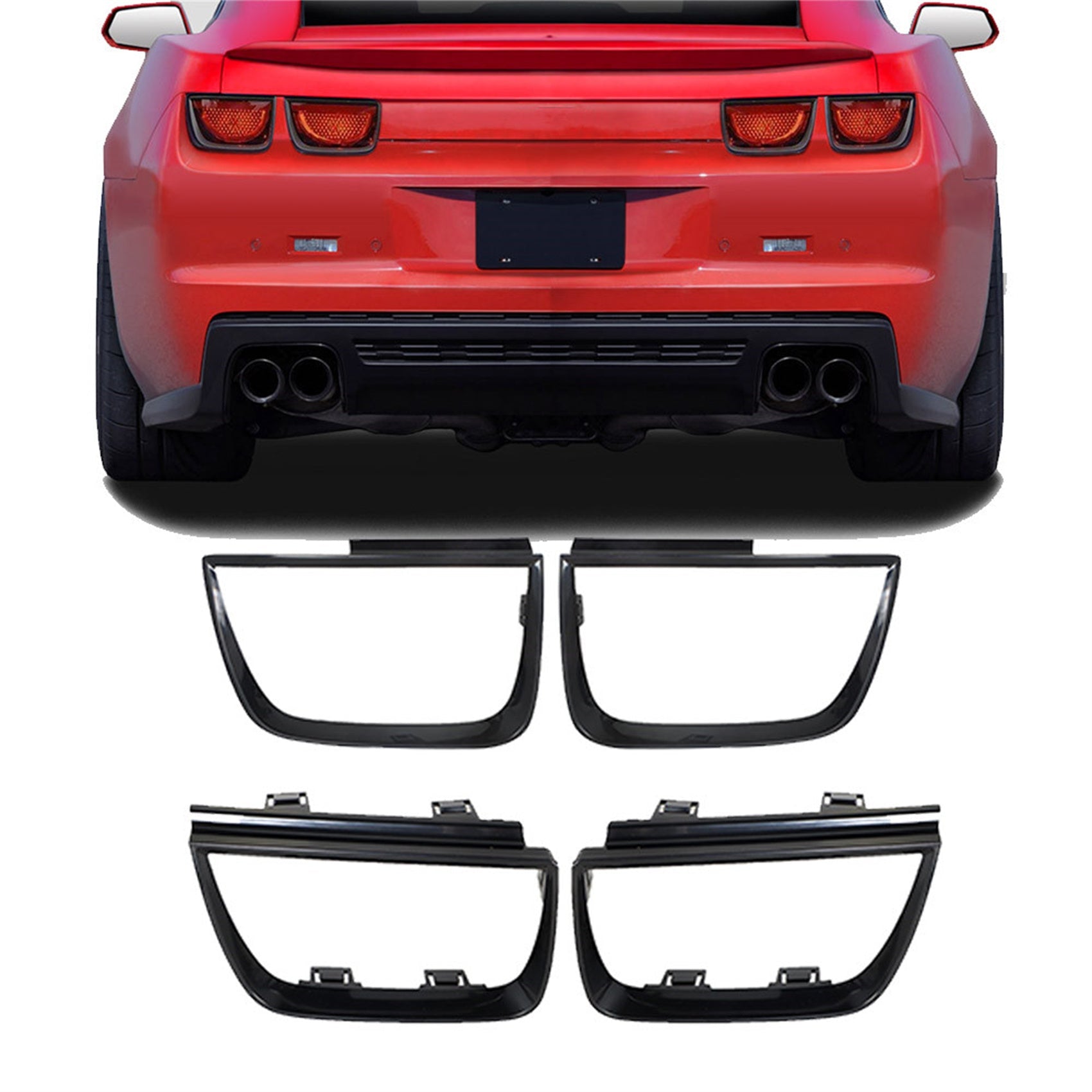 TOPPARTZ 4 PCS Tail Light Bezel Covers Replacement for 2010-2013 Chevy Camaro LT LS SS Glossy Black 92199773 92199774
