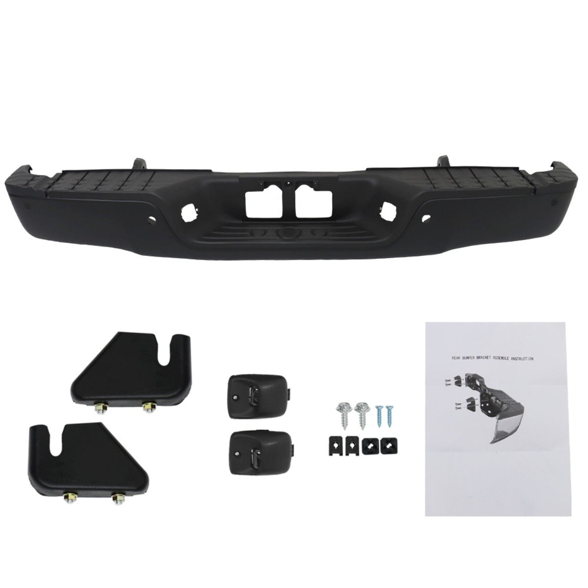TOPPARTZ Black Rear Step Bumper Replacement for 2007-2013 Toyota Tundra with Parking Aid Sensor Holes
