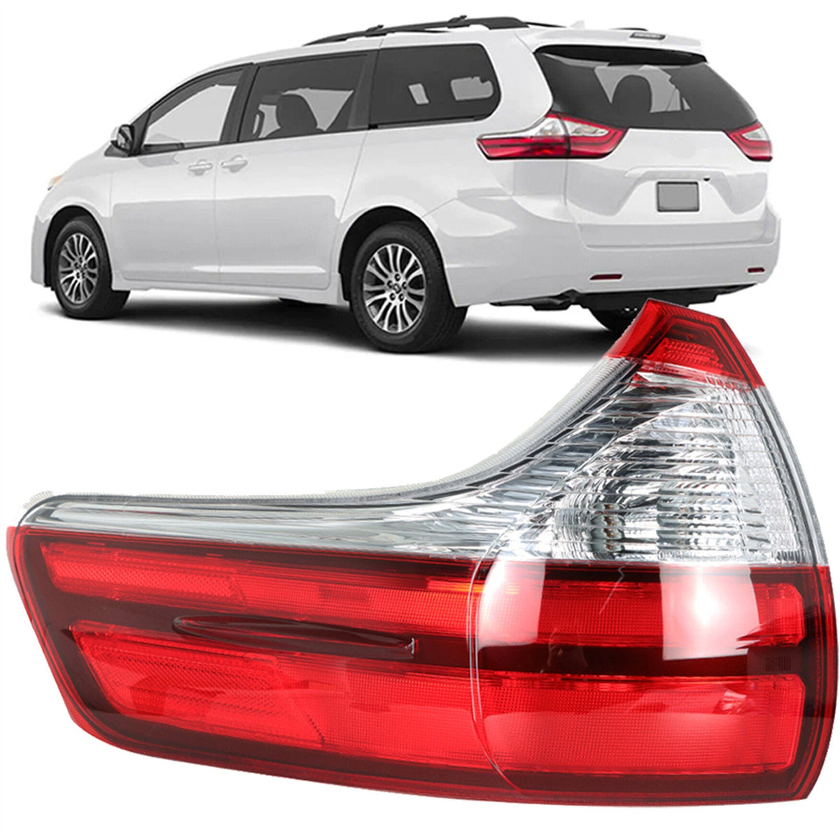 TOPPARTZ Driver Side Outer Tail Light Replacement for 2015-2018 Toyota Sienna Rear Tail Light Brake Lamp Assembly LH Left Side 8156008050 TO2804123