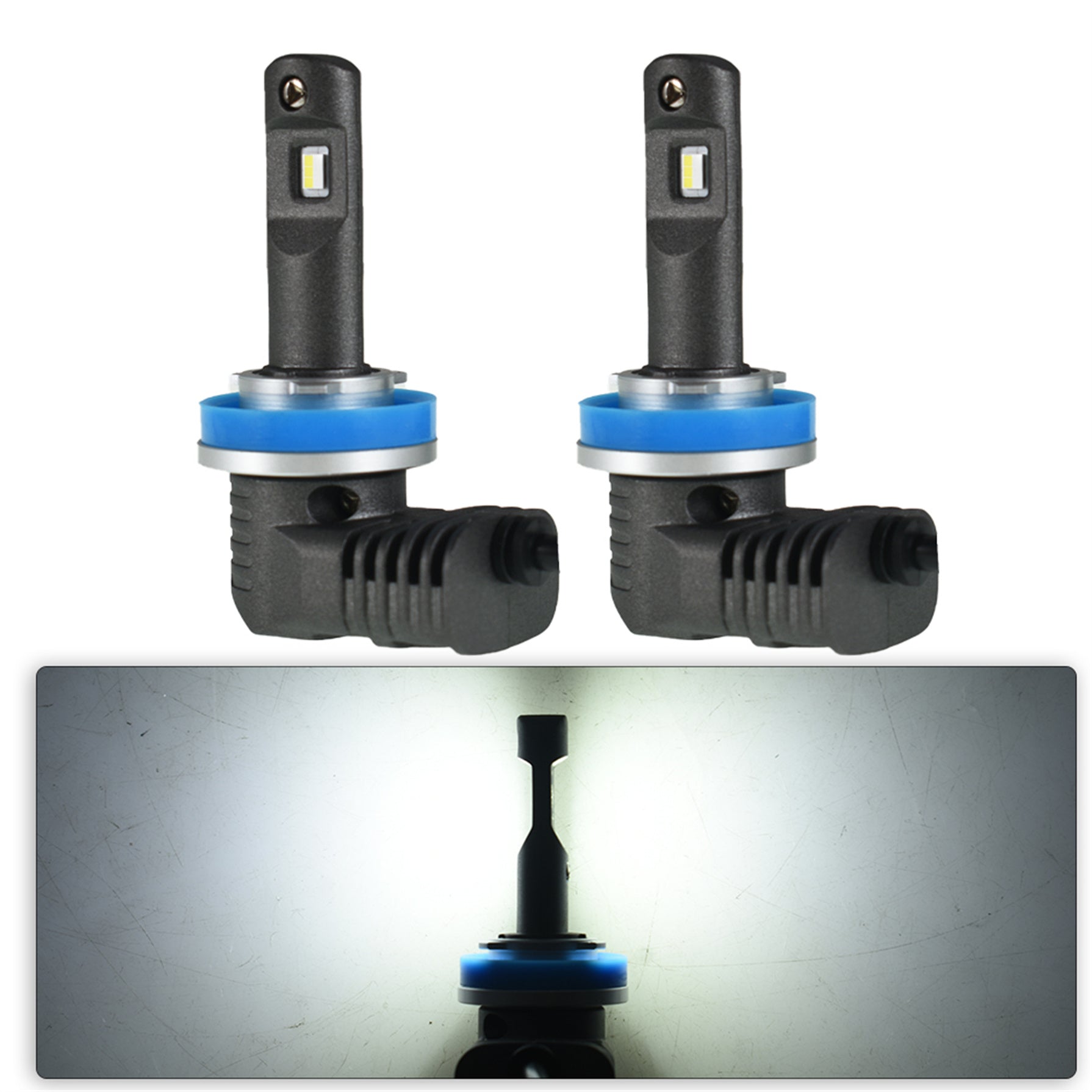 TOPPARTZ H11/H8/H9 LED Headlight Bulbs,80W 6000 Lumens Super Bright 6500K Cool White LED Headlights Conversion Kit,Pack of 2