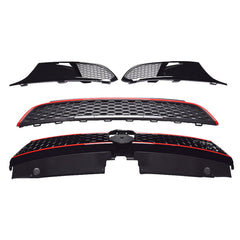 Front Upper Lower Grille Red Trim With Bezel Replacement for VW Jetta MK6 Sedan 2011 2012 2013 2014