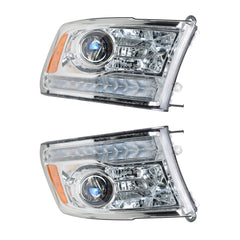 TOPPARTZ Headlights Assembly Replacement for Ram 2009-2018 1500 2500 3500 LED Tube Switchback Turn Signal Set - Passenger & Driver Side
