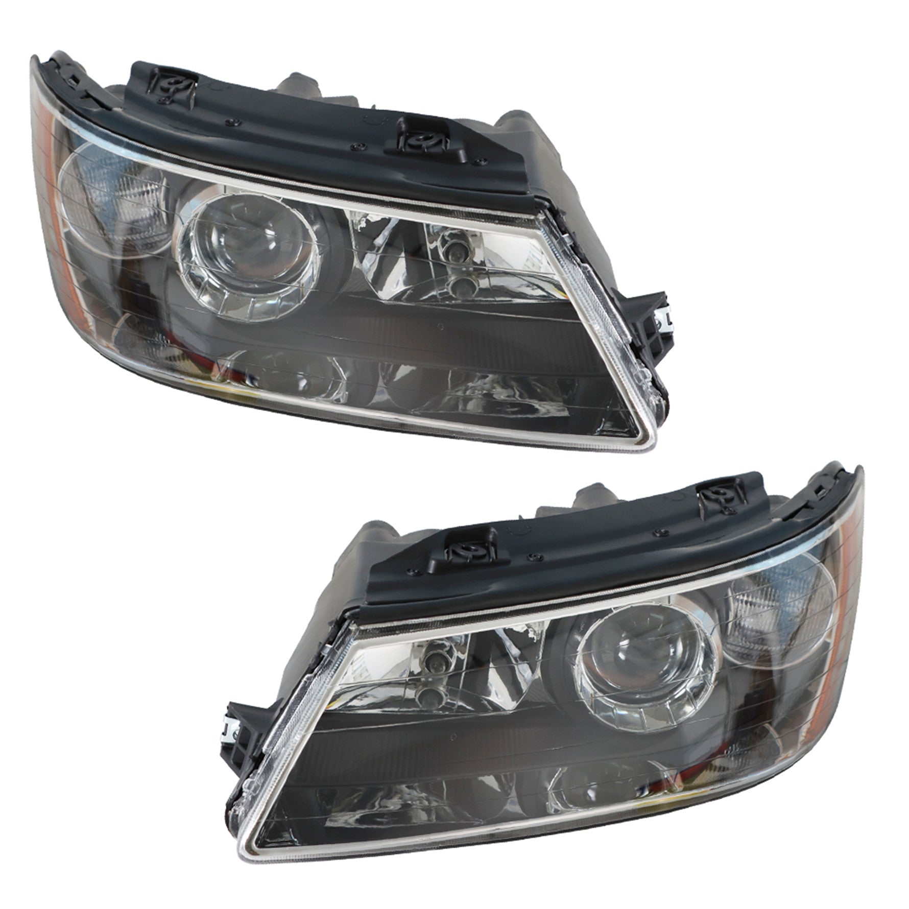 for 2006-2008 Hyundai Sonata Headlamps LH&RH Clear Lens Black Housing Headlights