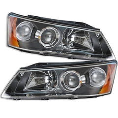 for 2006-2008 Hyundai Sonata Headlamps LH&RH Clear Lens Black Housing Headlights