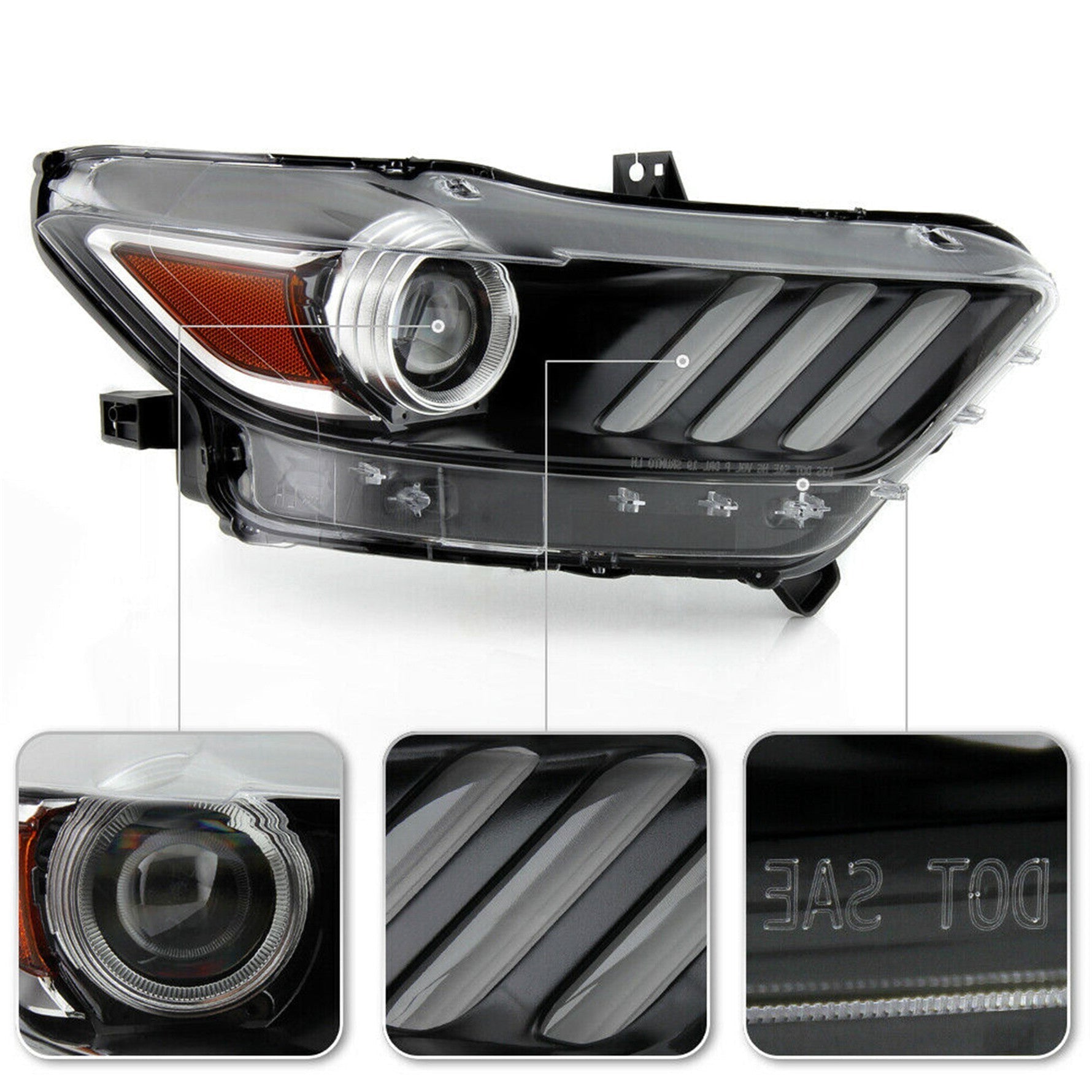 for 2015-2017 Ford Mustang HID/Xenon LED Tube Projector Headlight FR3Z13008J