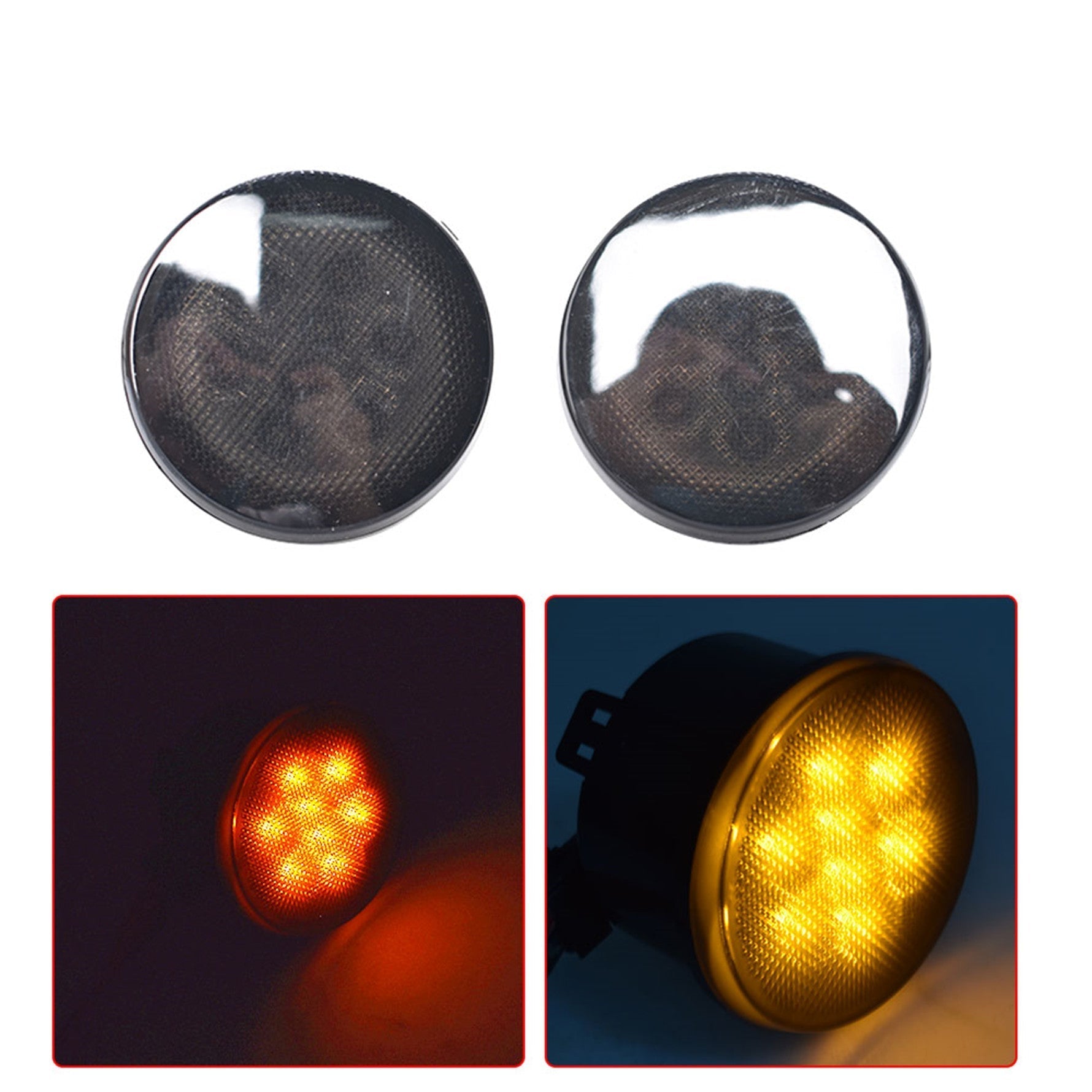 for Jeep Wrangler JK 2007-2018 (Smoke Lens) Front Amber LED Turn Signal Lights