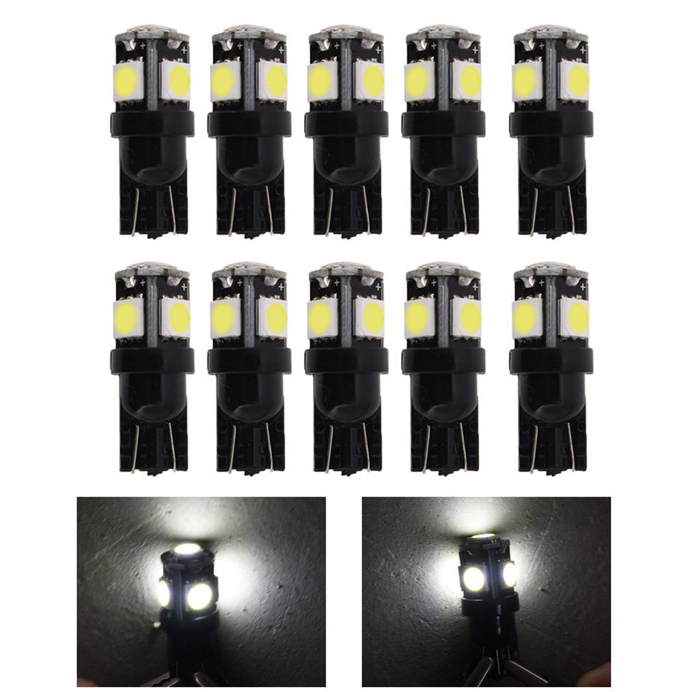 10x 6000K White T10 192 168 194 Wedge LED Map License Plate Interior Light Bulbs