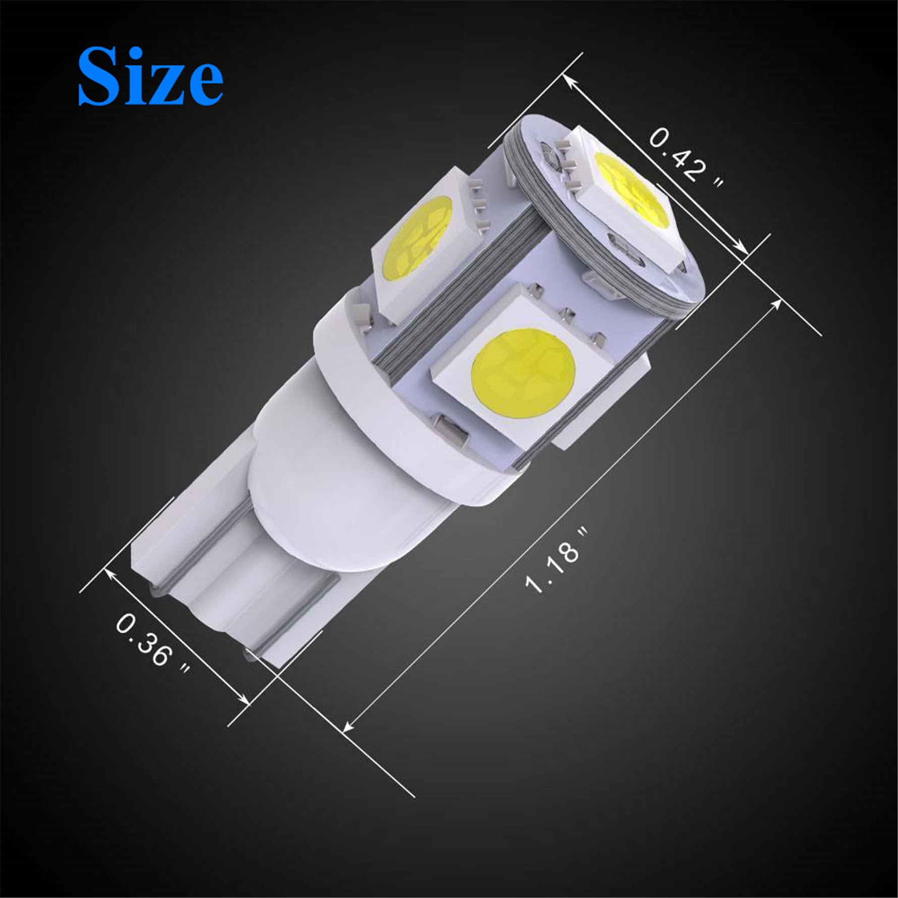 10x 6000K White T10 192 168 194 Wedge LED Map License Plate Interior Light Bulbs