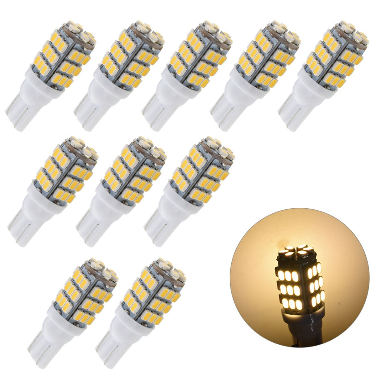 TOPPARTZ 10PCS T10 RV For Camper Trailer 12V LED Interior Light Bulbs Warm White