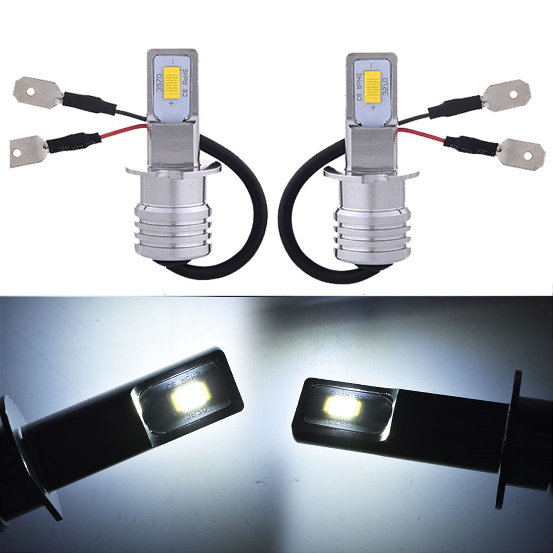 TOPPARTZ 2 x H1 6000K White 35W Bulb 4000LM Bulb Super Bright LED Bulbs Fog Light Bulbs