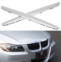 TOPPARTZ 2Pack Front Hood Chrome Cover Trim Above Grille fit for BMW E90 E91 3-Series 06-08