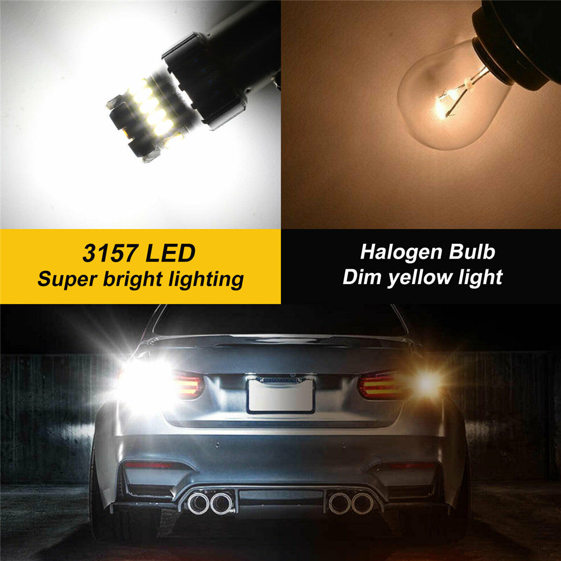 TOPPARTZ 3157 2 PCS LED Reverse Brake Turn Signal Parking Light Bulb White 6500K 2400LM