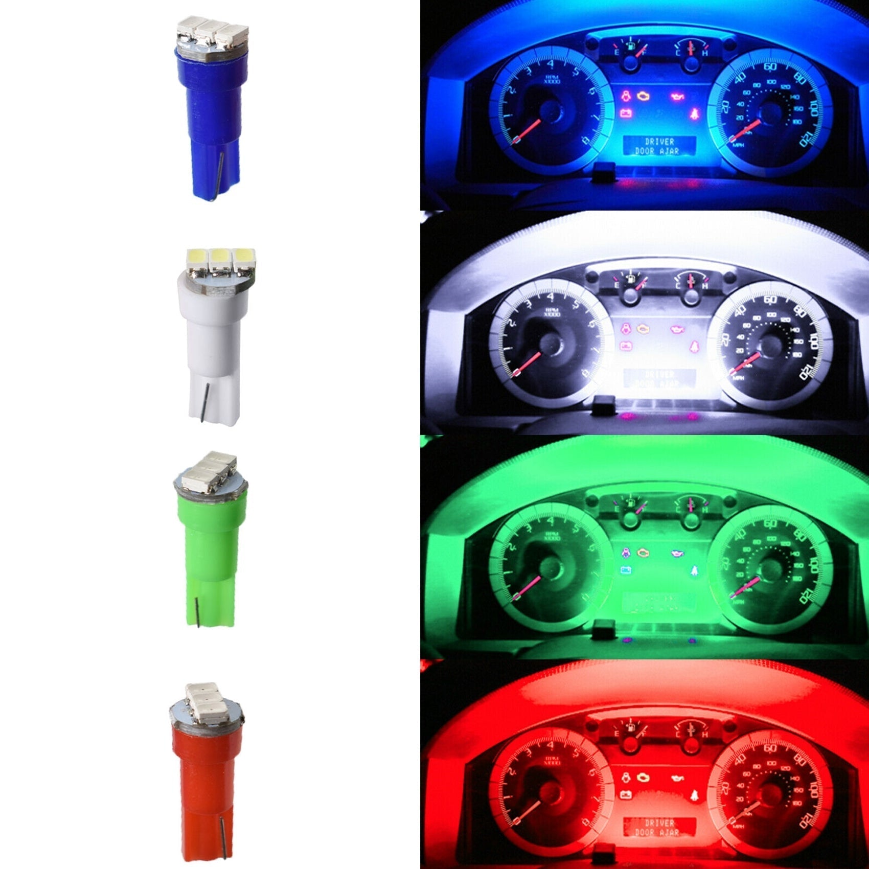TOPPARTZ 40x T5 74 3SMD LED Speedometer Instrument Gauge Cluster Dash Light Bulbs