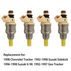 TOPPARTZ 4x Upgraded Fuel Injectors For Suzuki Sidekick Tracker X-90 1.6L INP-470