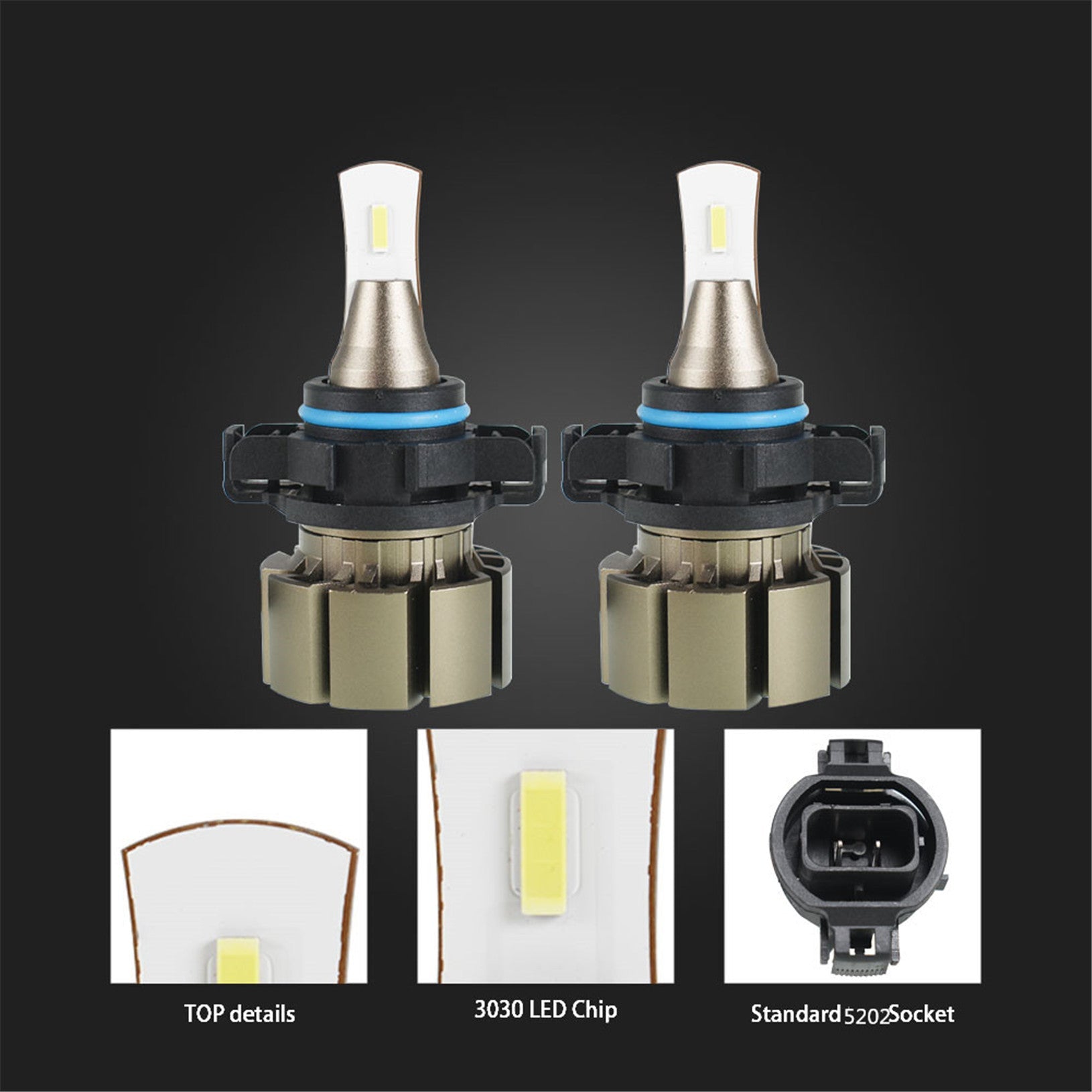 TOPPARTZ 5202 LED Fog Light Bulbs 6000K 3000LM 30W Bright Fog Light LED Conversion Kit, Pack of 2