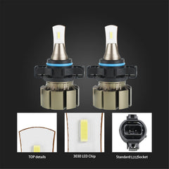 TOPPARTZ 5202 LED Fog Light Bulbs 6000K 3000LM 30W Bright Fog Light LED Conversion Kit, Pack of 2