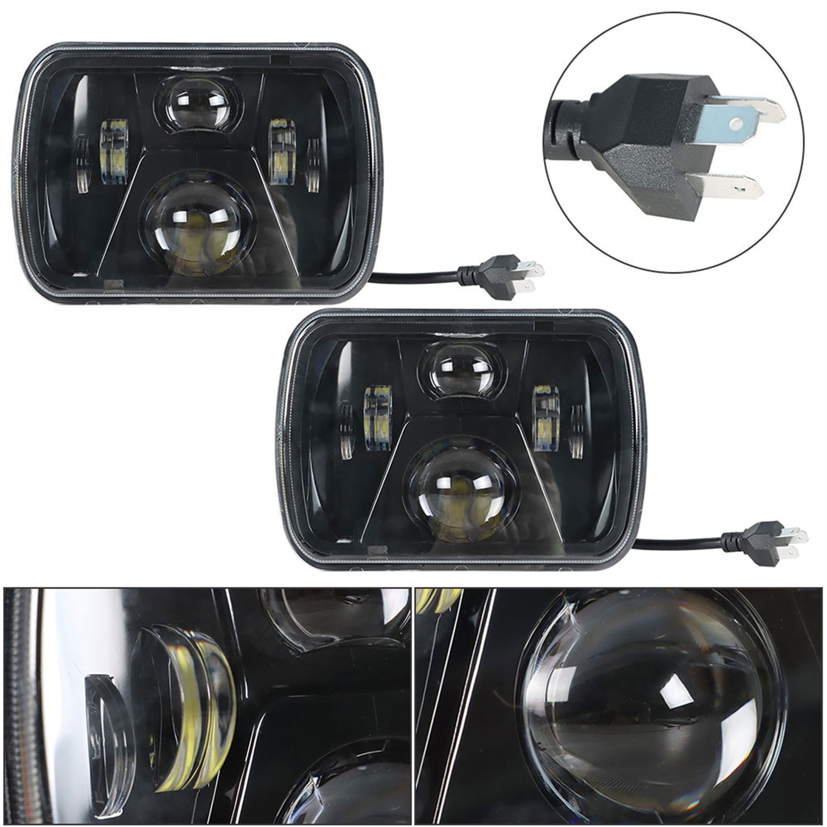 TOPPARTZ 5x7 7x6 LED Headlight Hi-Lo Beam Halo DRL Left and Right For Jeep Cherokee XJ YJ