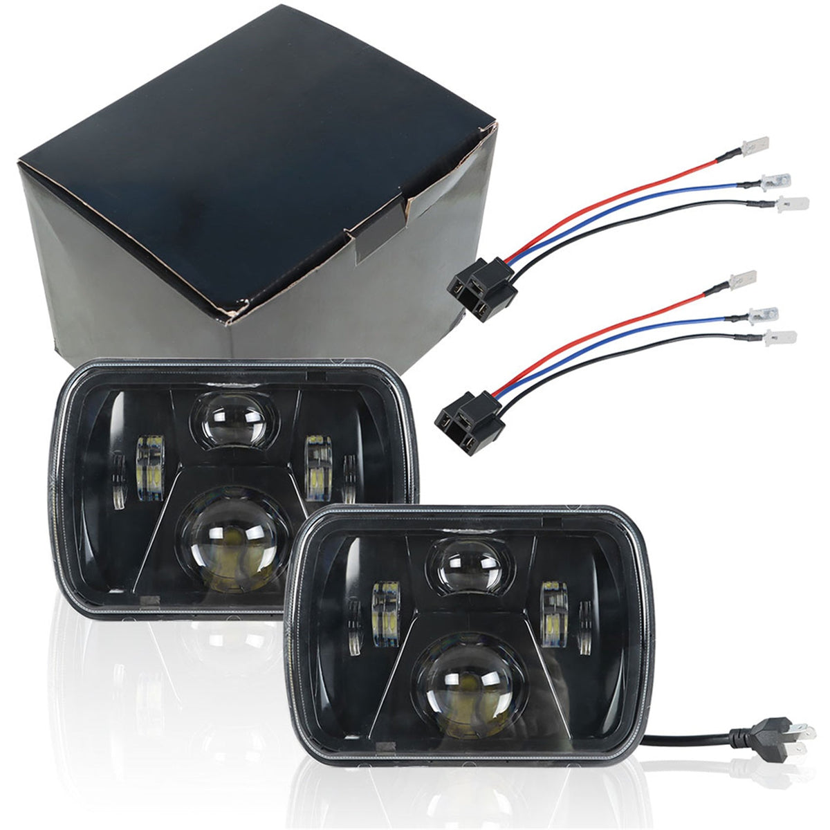 TOPPARTZ 5x7 7x6 LED Headlight Hi-Lo Beam Halo DRL Left and Right For Jeep Cherokee XJ YJ