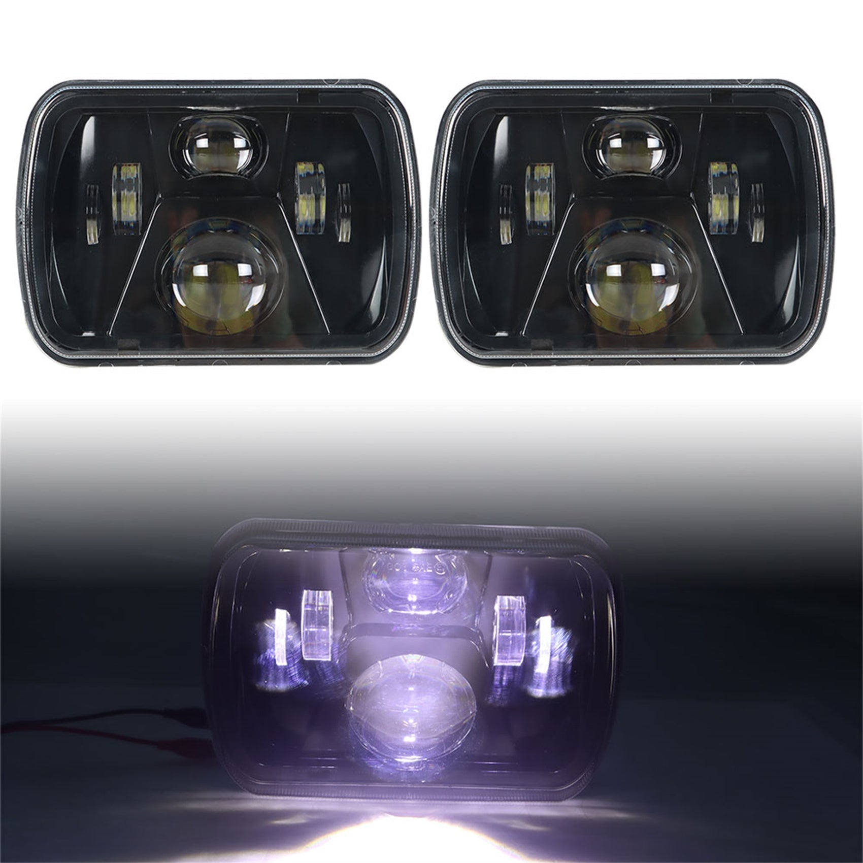 TOPPARTZ 5x7 7x6 LED Headlight Hi-Lo Beam Halo DRL Left and Right For Jeep Cherokee XJ YJ