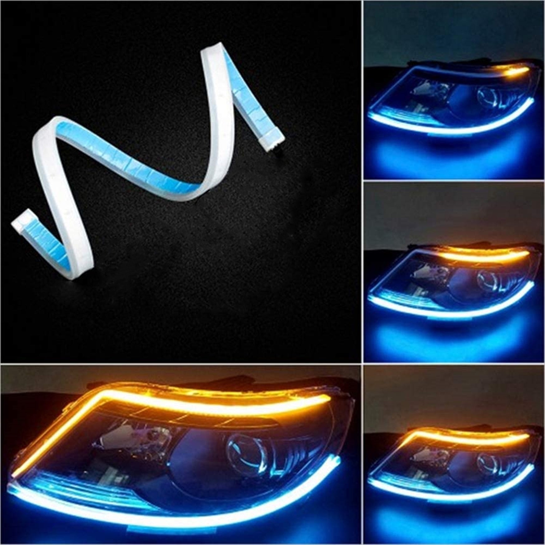 TOPPARTZ 60cm LED DRL Headlight Lights Amber Sequential Turn Signal Flexible