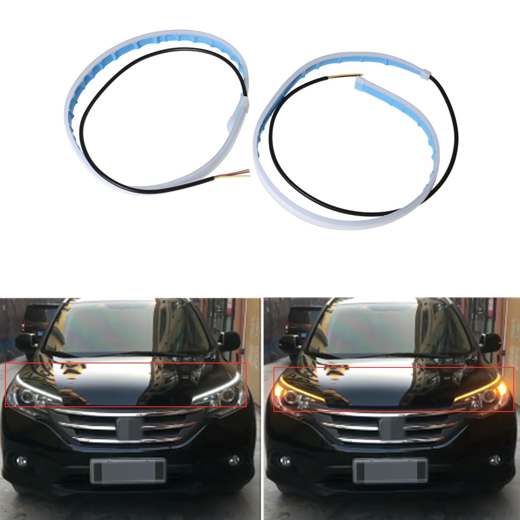 TOPPARTZ 60cm LED DRL Headlight Lights Amber Sequential Turn Signal Flexible
