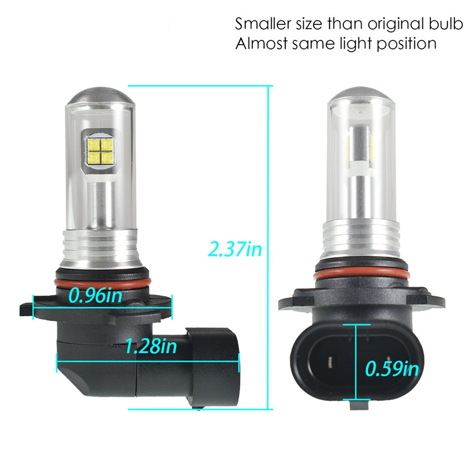 TOPPARTZ 9005 HB3 2 PCS LED Fog Light Bulbs High Power 80W 6000K White Replacement for Signal, Turn, Brake, Parking, Tail, DRL Fog Lights
