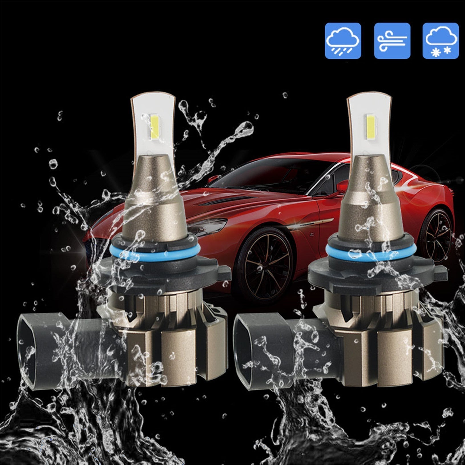TOPPARTZ 9006 HB4 2 PCS LED Bulb Conversion Kit IP67 Waterproof 6000K White 360-degree Illumination 3000LM/Pair