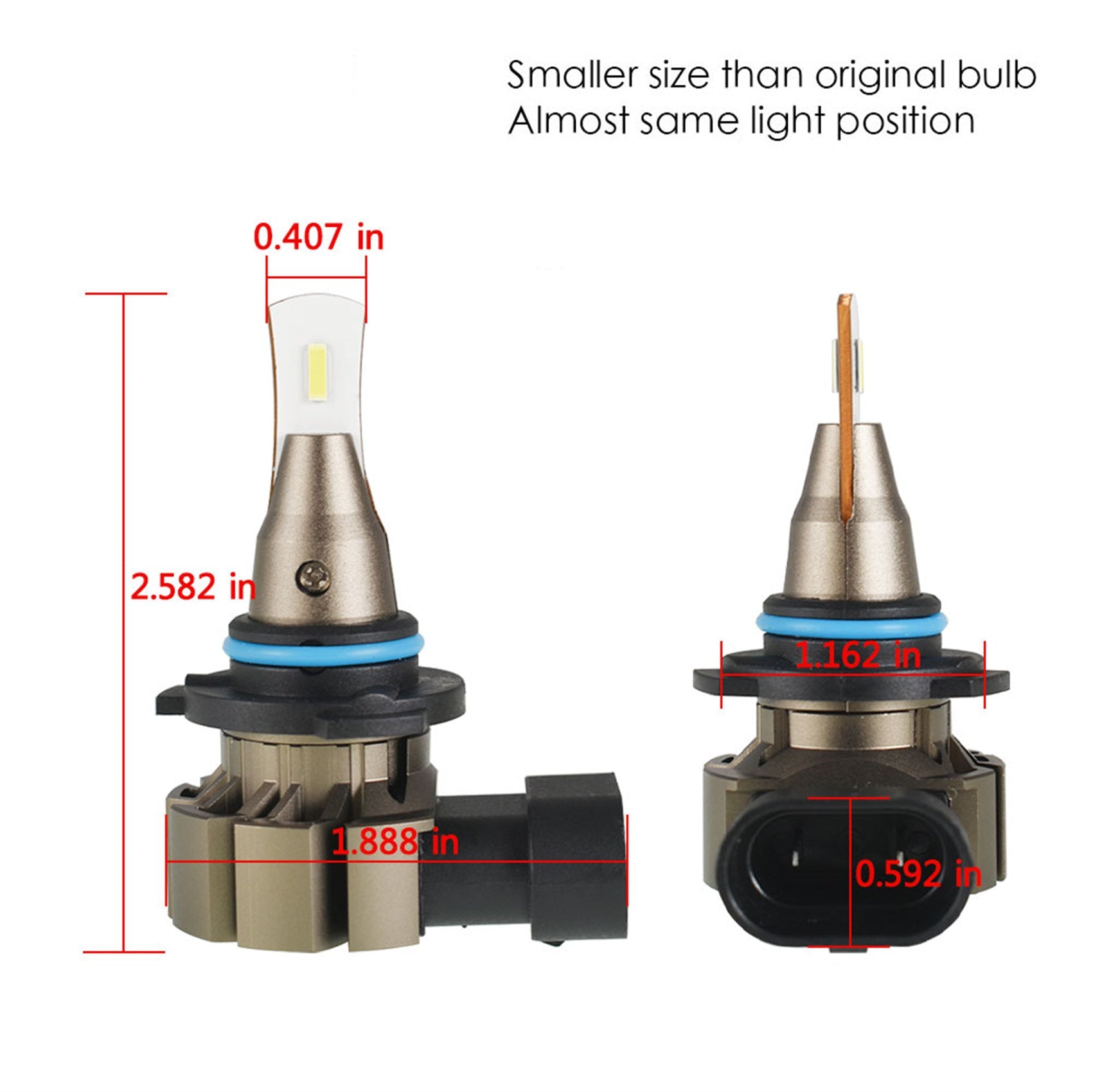 TOPPARTZ 9006 HB4 2 PCS LED Bulb Conversion Kit IP67 Waterproof 6000K White 360-degree Illumination 3000LM/Pair