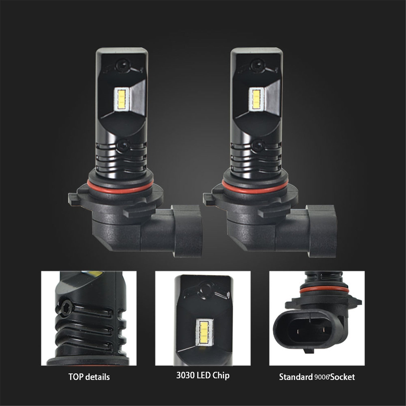 TOPPARTZ 9006 HB4 2 PCS LED Bulb Conversion Kit IP68 Waterproof 6500K White Illumination 3200LM/Pair LED Fog Light Bulbs