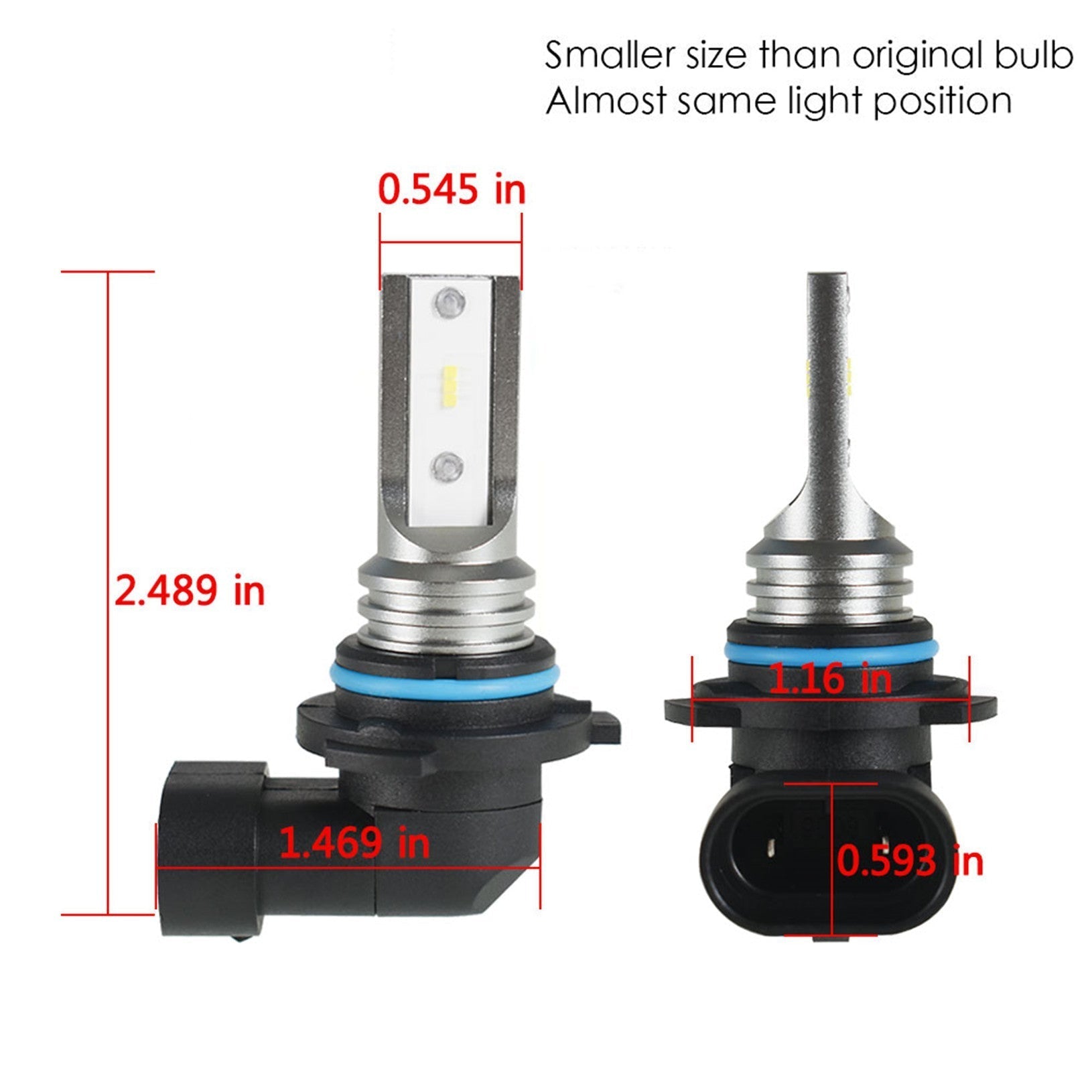 TOPPARTZ 9006 HB4 2 PCS LED Fog Light Bulbs IP67 Waterproof 6000K White Replacement for LED Fog Light ,Daytime Running Lights DRL
