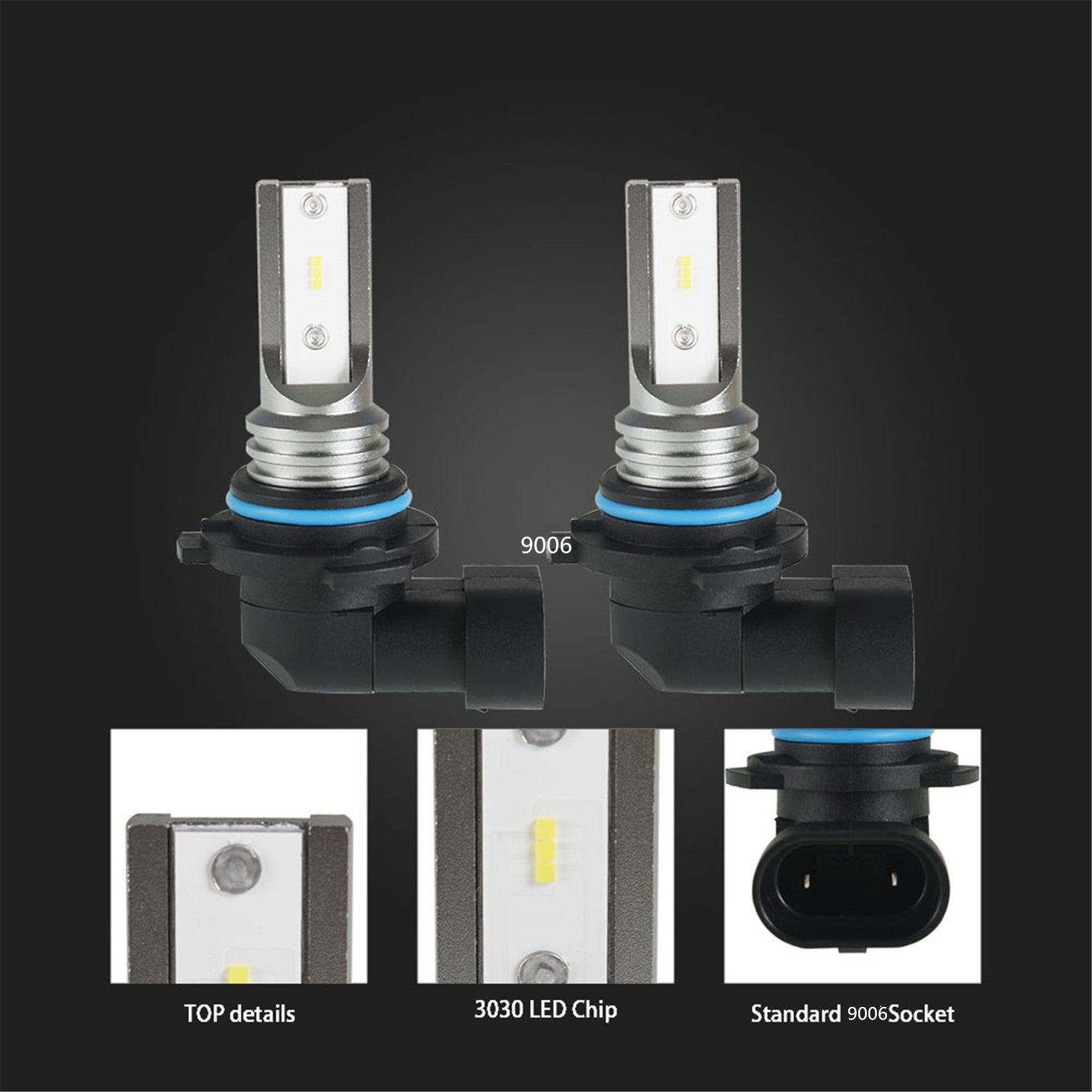 TOPPARTZ 9006 HB4 2 PCS LED Fog Light Bulbs IP67 Waterproof 6000K White Replacement for LED Fog Light ,Daytime Running Lights DRL