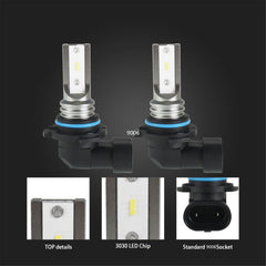 TOPPARTZ 9006 HB4 2 PCS LED Fog Light Bulbs IP67 Waterproof 6000K White Replacement for LED Fog Light ,Daytime Running Lights DRL