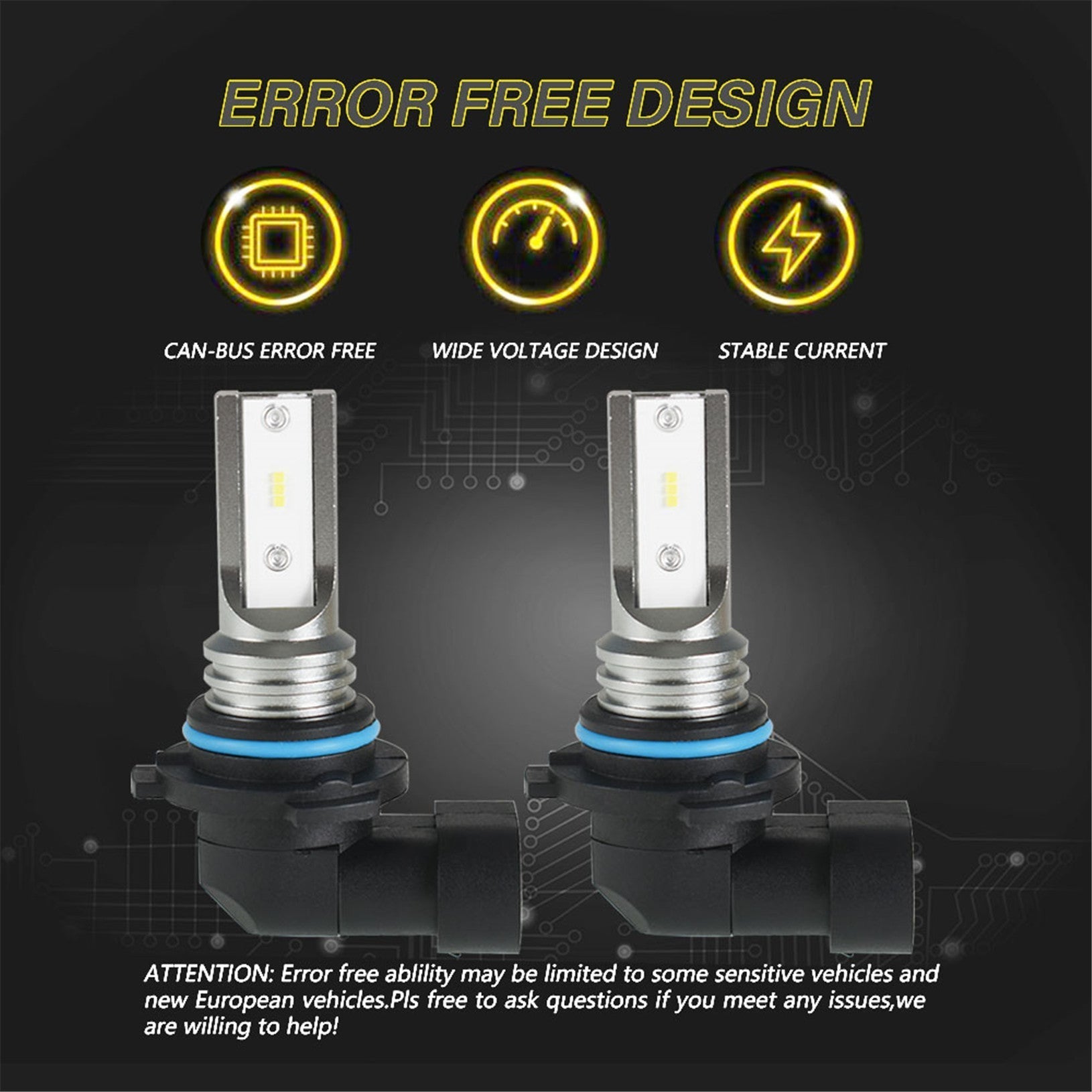 TOPPARTZ 9006 HB4 2 PCS LED Fog Light Bulbs IP67 Waterproof 6000K White Replacement for LED Fog Light ,Daytime Running Lights DRL