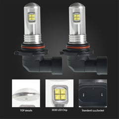 TOPPARTZ 9006/HB4 PCS LED Bulb Conversion Kit IP67 Waterproof 6000K Daytime White Illumination 1500LM/Pair LED Fog Light Bulbs