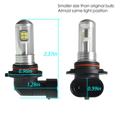 TOPPARTZ 9006/HB4 PCS LED Bulb Conversion Kit IP67 Waterproof 6000K Daytime White Illumination 1500LM/Pair LED Fog Light Bulbs