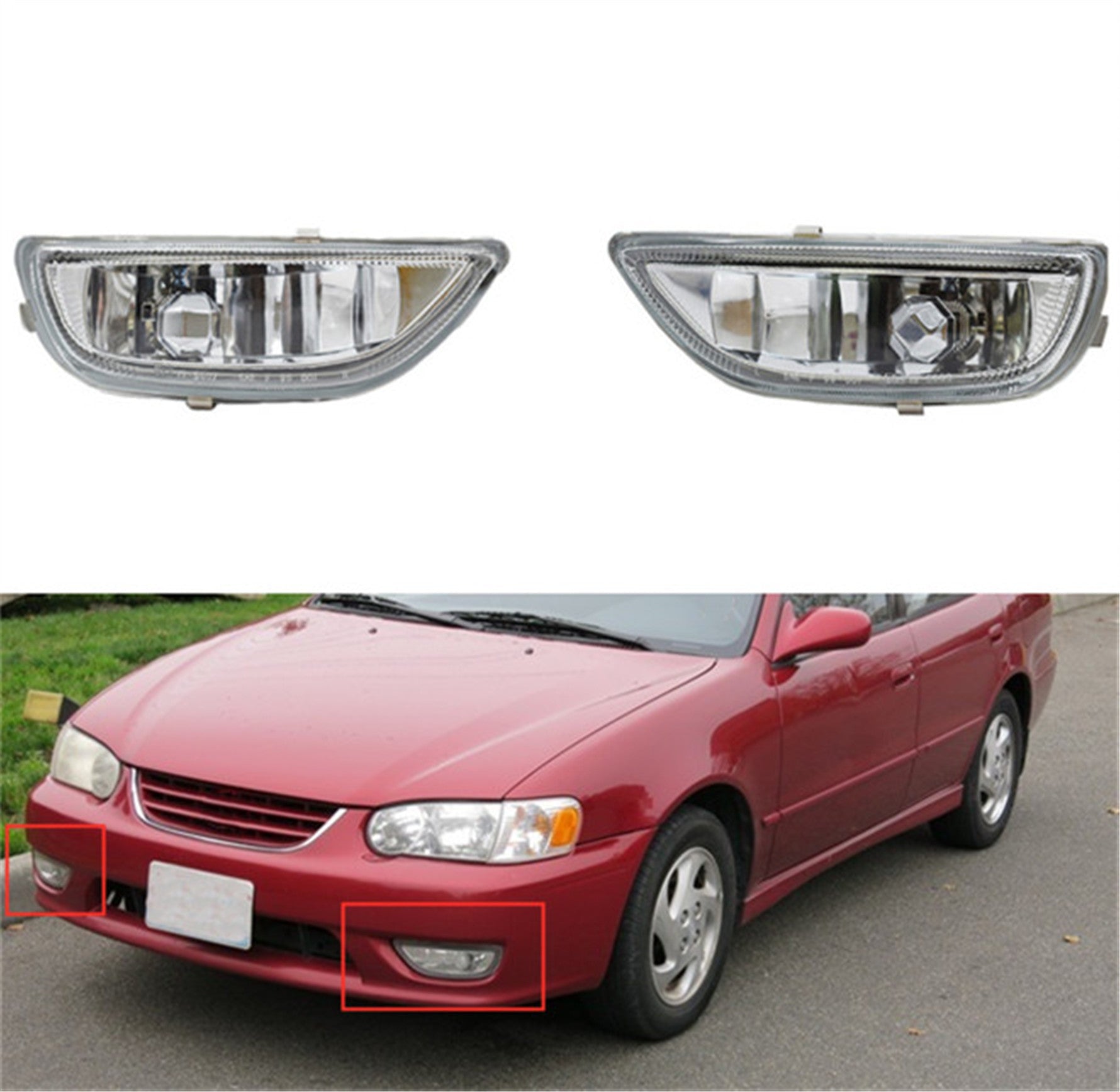 TOPPARTZ Bumper Fog Light Driving Lamp w/Bulb For 2001 2002 Toyota Corolla Clear