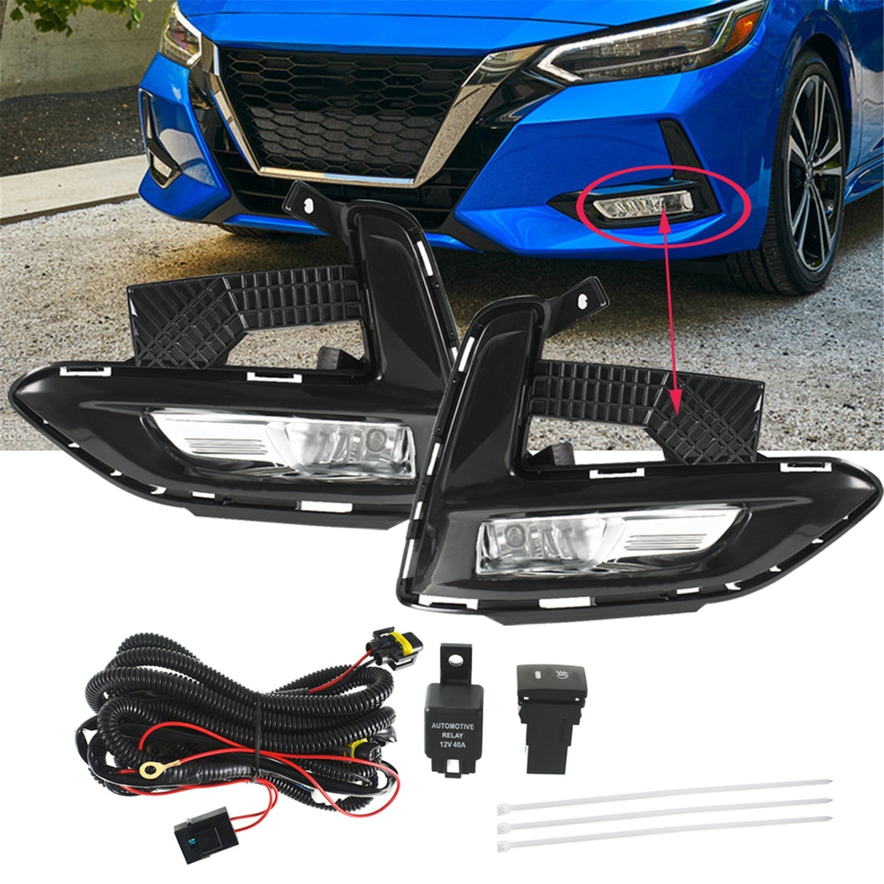 TOPPARTZ Bumper Fog Light Lamp For 2020-2021 Nissan Sentra/SYLPHY Clear Lens