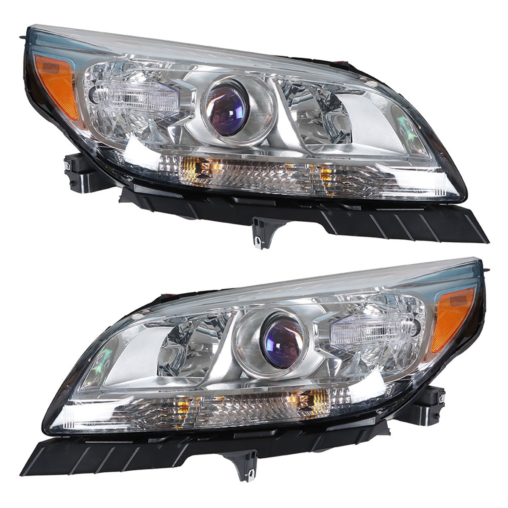 TOPPARTZ Chrome Halogen Projector Headlights Set Fit For 2013-2015 Chevy Malibu