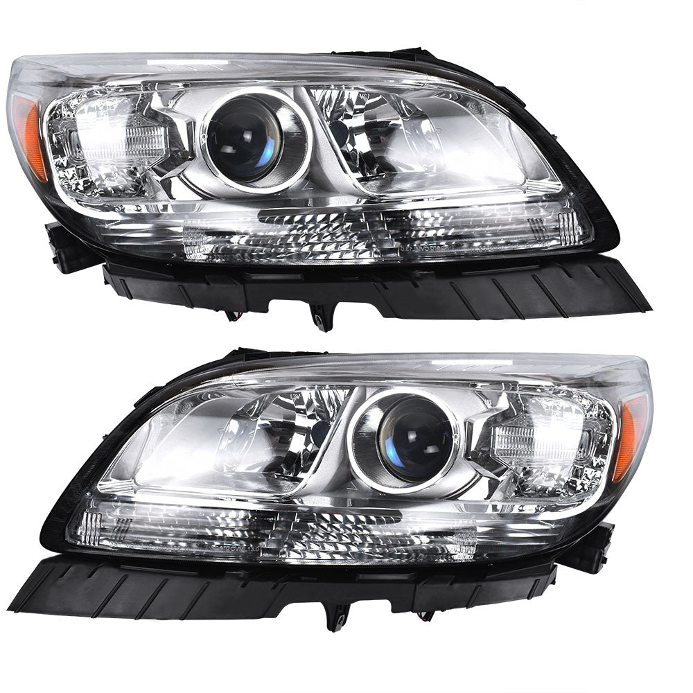 TOPPARTZ Chrome Halogen Projector Headlights Set Fit For 2013-2015 Chevy Malibu