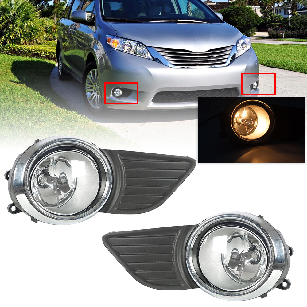 TOPPARTZ Clear Bumper Fog Lights Driving Lamp Switch For 2011-2015 Toyota Sienna