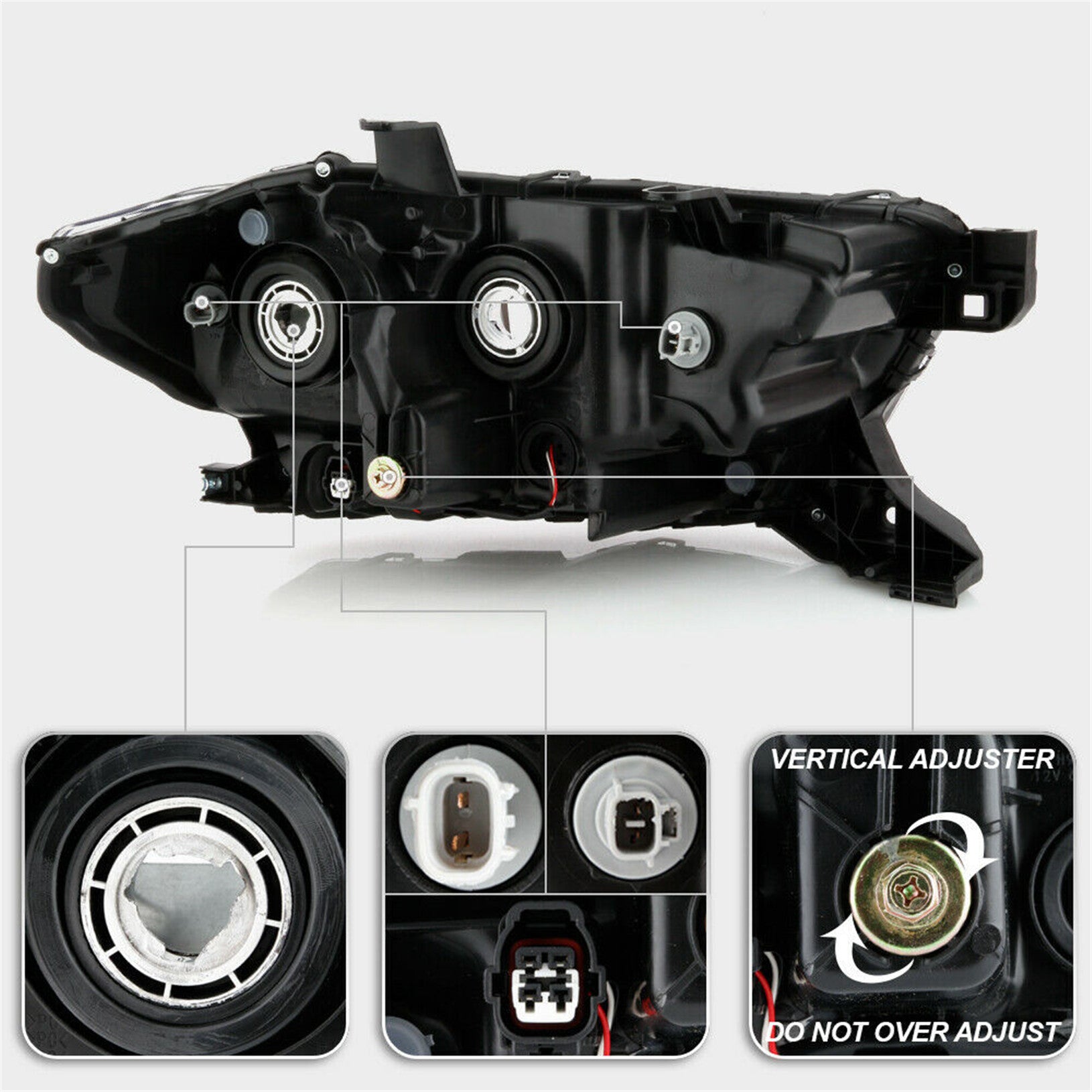 Headlights For 2016-2019 Toyota Tacoma Halogen Type Black Trim Left&Right Side