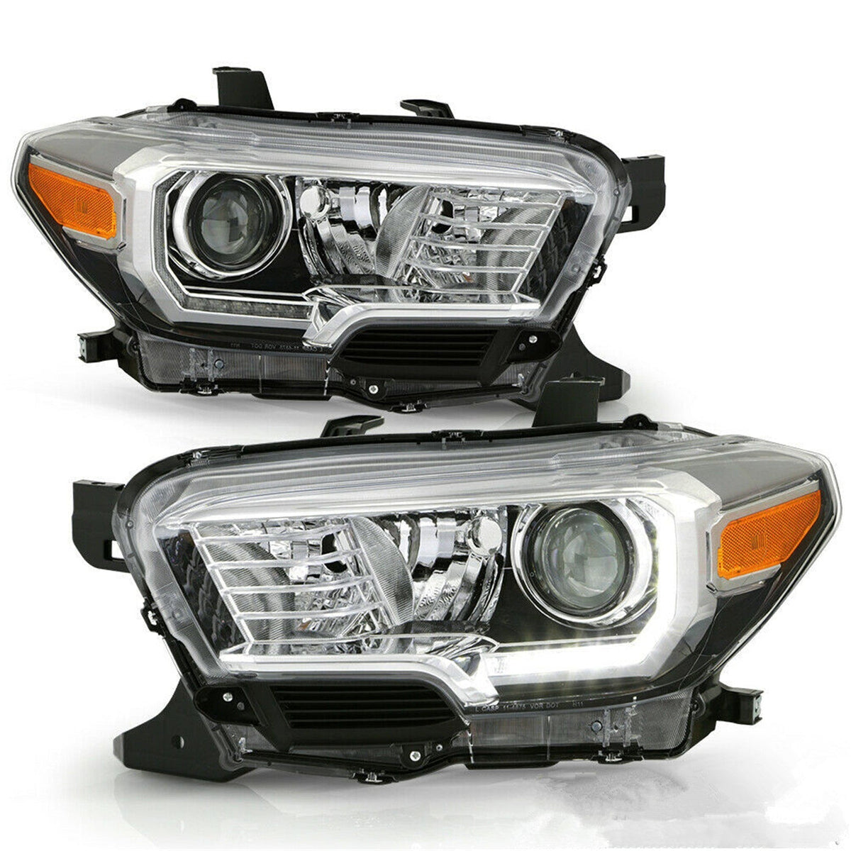 Headlights For 2016-2019 Toyota Tacoma Halogen Type Black Trim Left&Right Side
